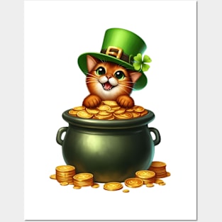 St Patricks Day Abyssinian Cat Posters and Art